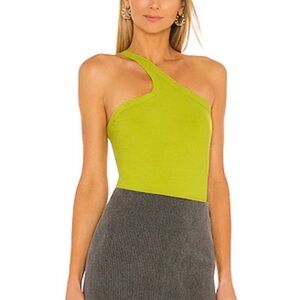 The Line by K Chartreuse Asymmetrical Tank Top